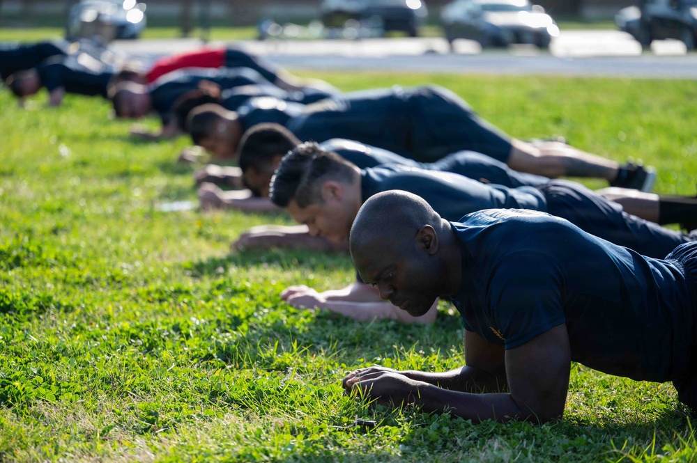 PCU John F. Kennedy Conducts Physical Fitness Assesment