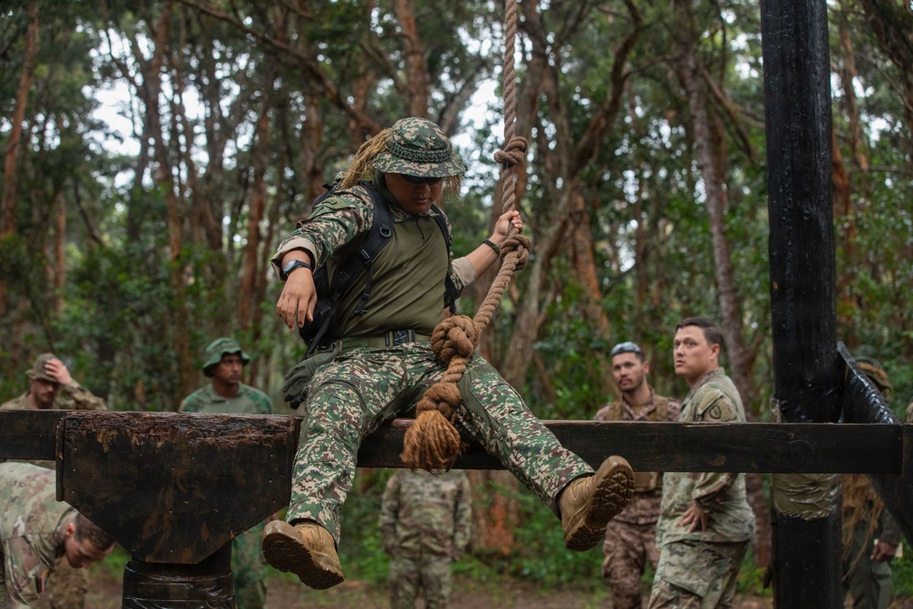 Allied and Partner Forces Conduct a Obstacle Course at Schofield Barracks