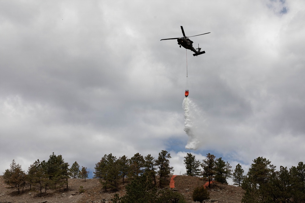 South Dakota National Guard conducts Black Hawk wildfire suppression drill at Angostura Reservoir