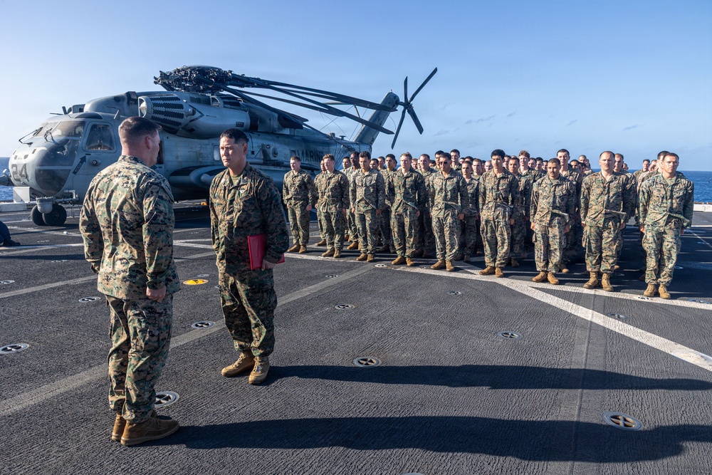 BLT 3/5 Marines gets Promoted Aboard USS Portland