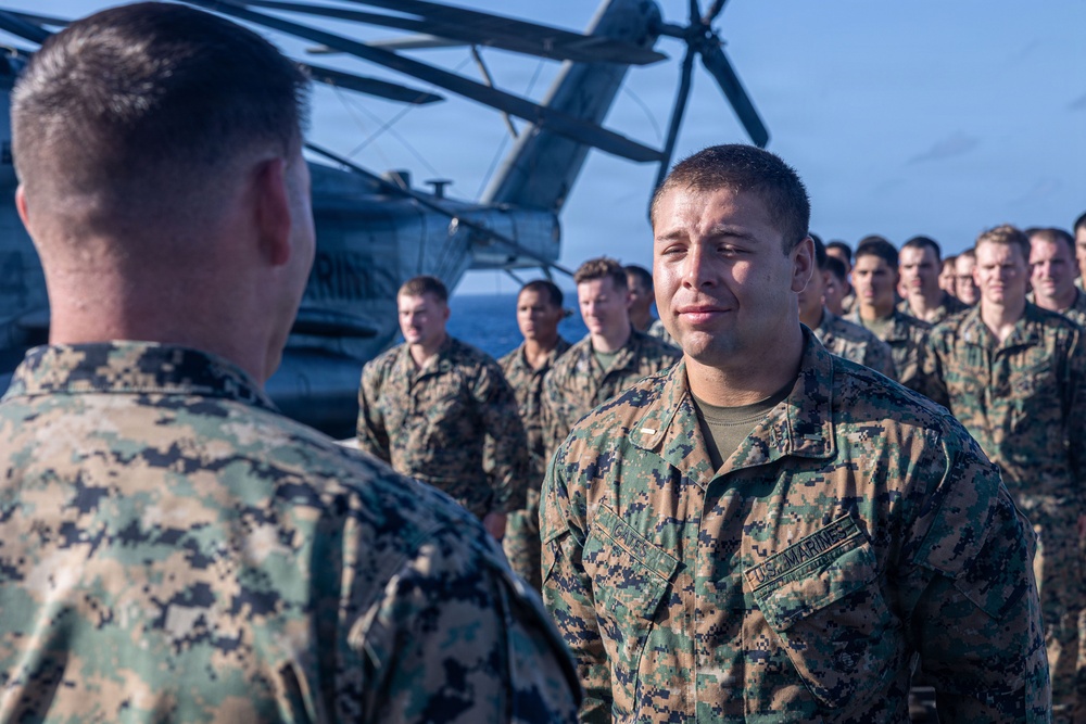 BLT 3/5 Marines gets Promoted Aboard USS Portland
