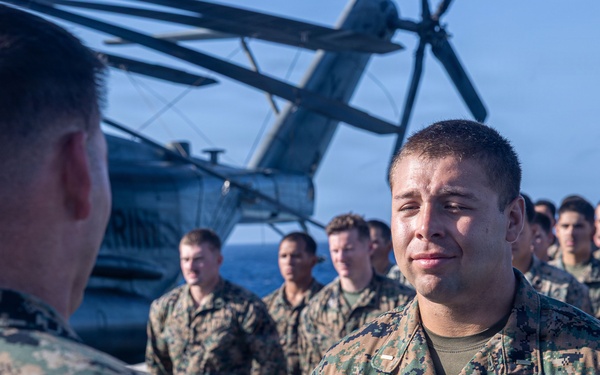 BLT 3/5 Marines gets Promoted Aboard USS Portland