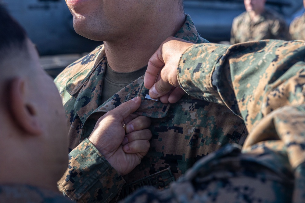 BLT 3/5 Marines gets Promoted Aboard USS Portland