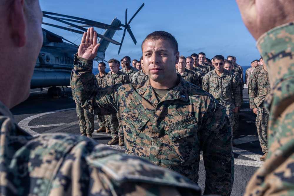 BLT 3/5 Marines gets Promoted Aboard USS Portland