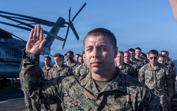 BLT 3/5 Marines gets Promoted Aboard USS Portland