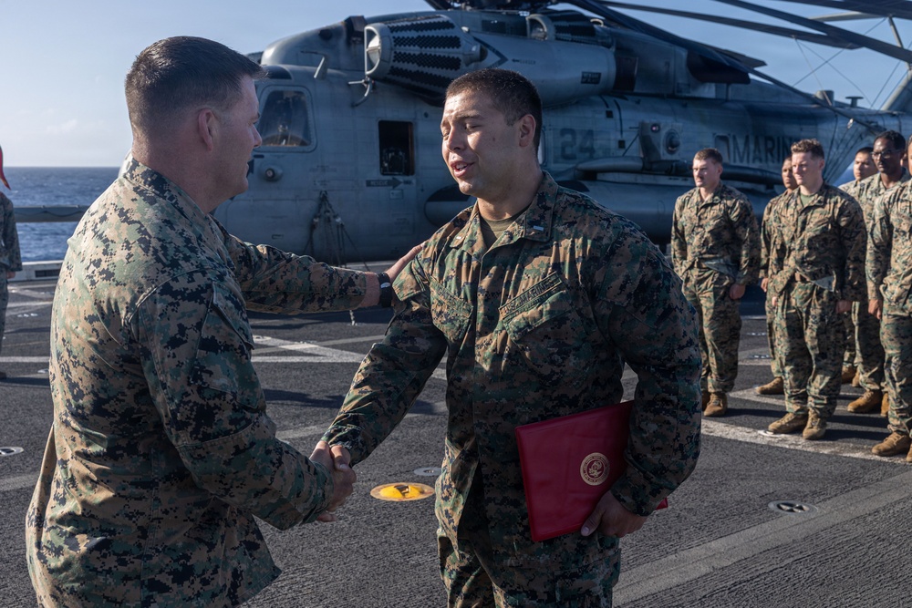 BLT 3/5 Marines gets Promoted Aboard USS Portland
