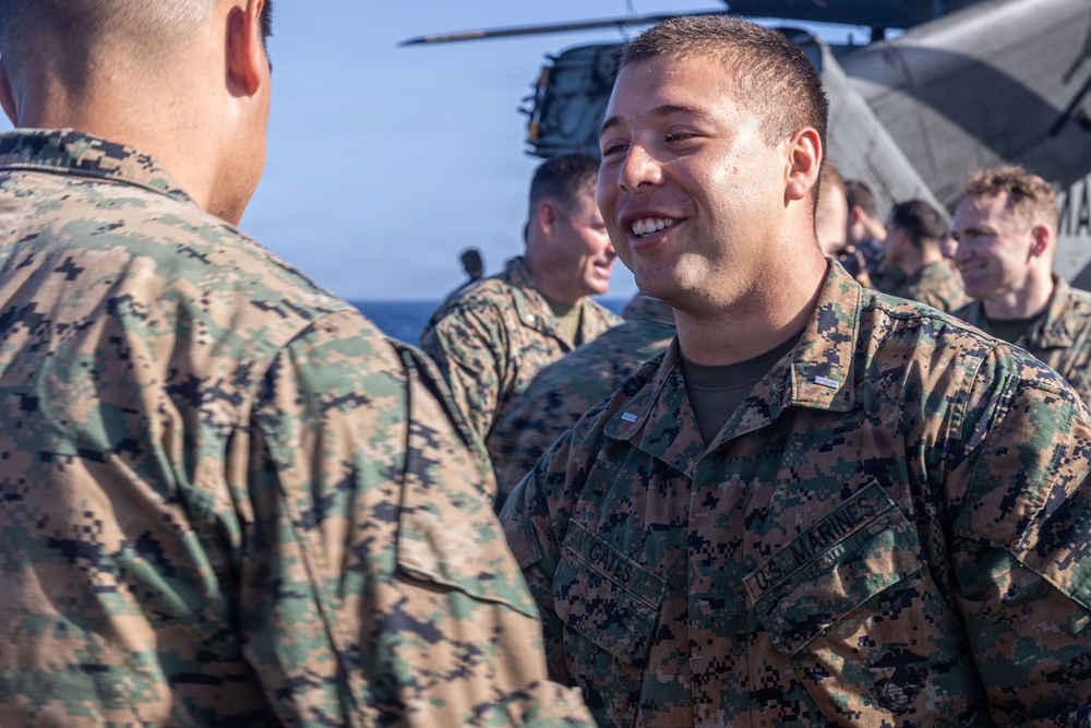 BLT 3/5 Marines gets Promoted Aboard USS Portland