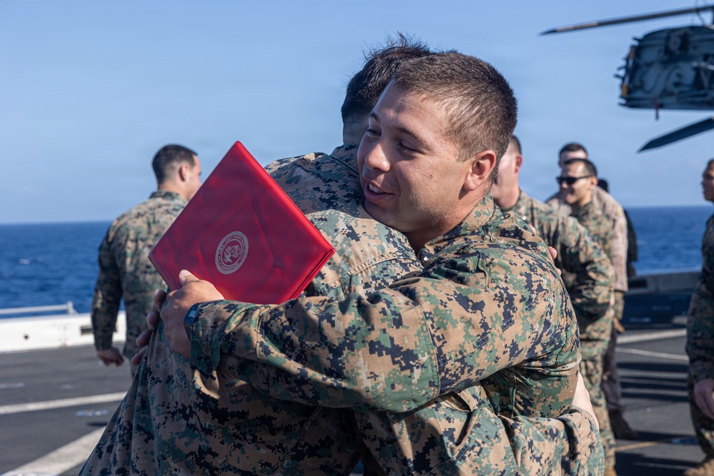 BLT 3/5 Marines gets Promoted Aboard USS Portland