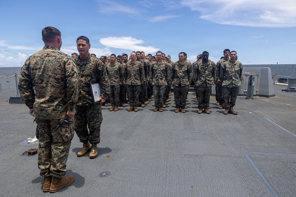 BLT 3/5 Marines gets Promoted Aboard USS Portland