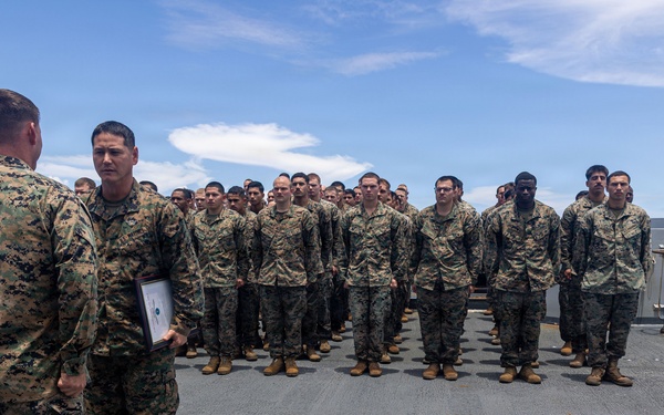 BLT 3/5 Marines gets Promoted Aboard USS Portland