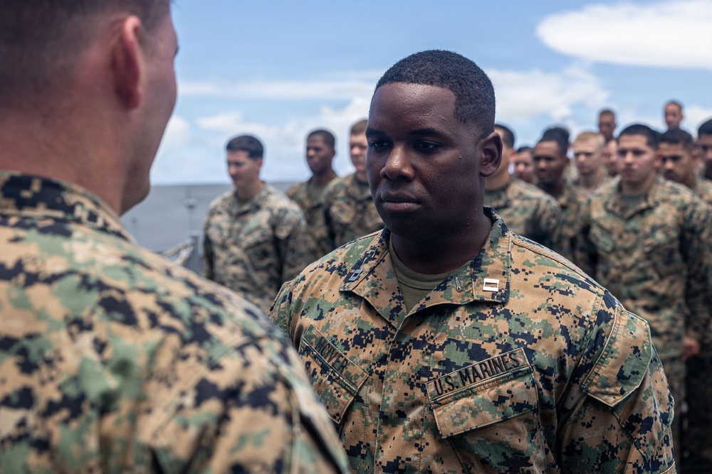 BLT 3/5 Marines gets Promoted Aboard USS Portland
