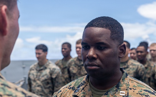 BLT 3/5 Marines gets Promoted Aboard USS Portland