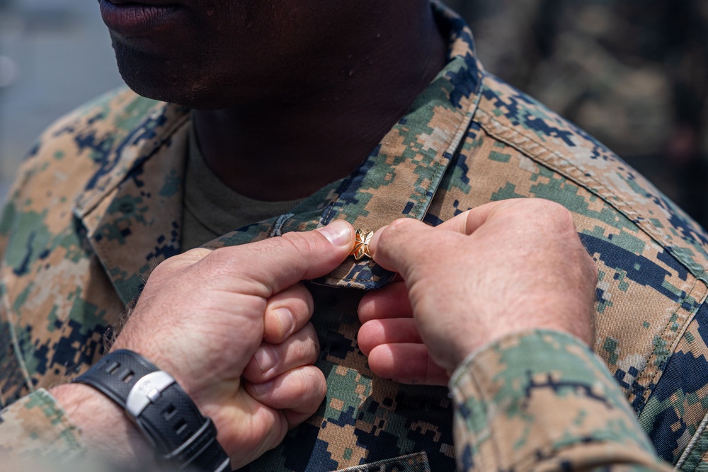 BLT 3/5 Marines gets Promoted Aboard USS Portland
