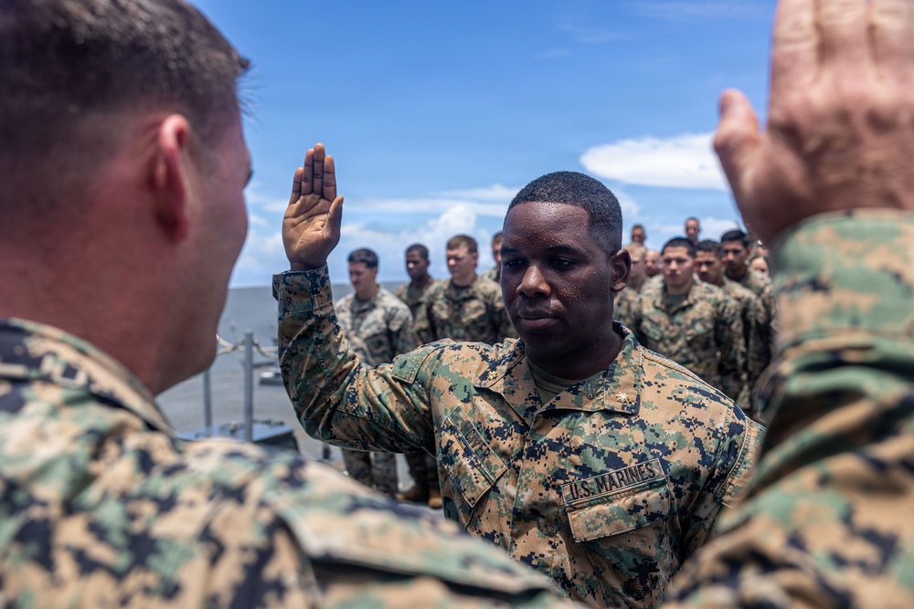BLT 3/5 Marines gets Promoted Aboard USS Portland