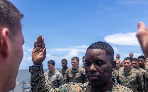 BLT 3/5 Marines gets Promoted Aboard USS Portland
