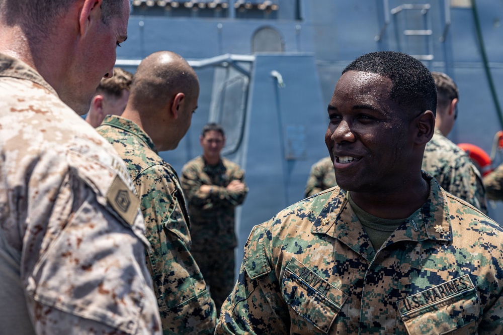 BLT 3/5 Marines gets Promoted Aboard USS Portland