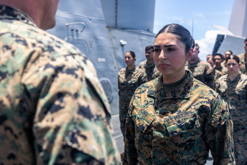 BLT 3/5 Marines gets Promoted Aboard USS Portland