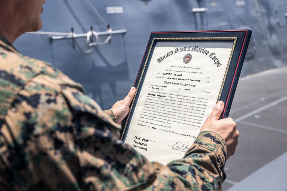 BLT 3/5 Marines gets Promoted Aboard USS Portland