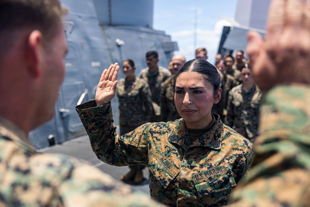 BLT 3/5 Marines gets Promoted Aboard USS Portland