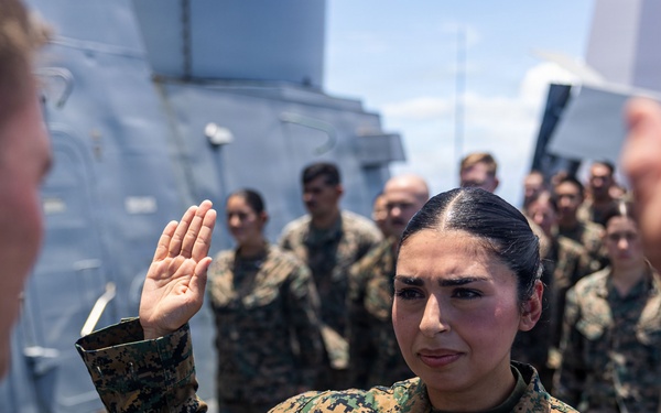 BLT 3/5 Marines gets Promoted Aboard USS Portland