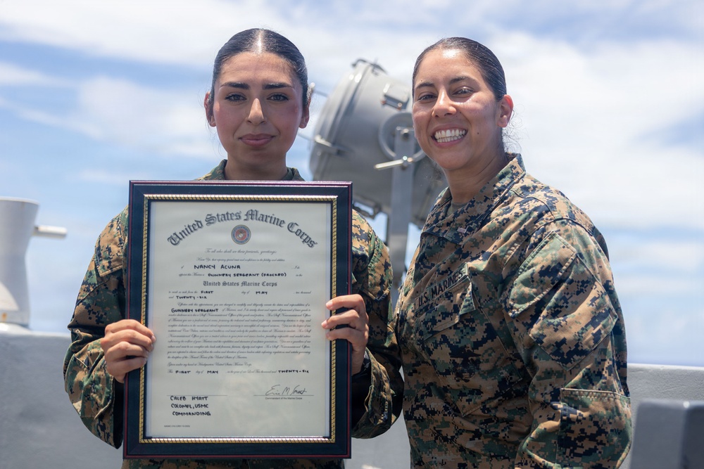 BLT 3/5 Marines gets Promoted Aboard USS Portland