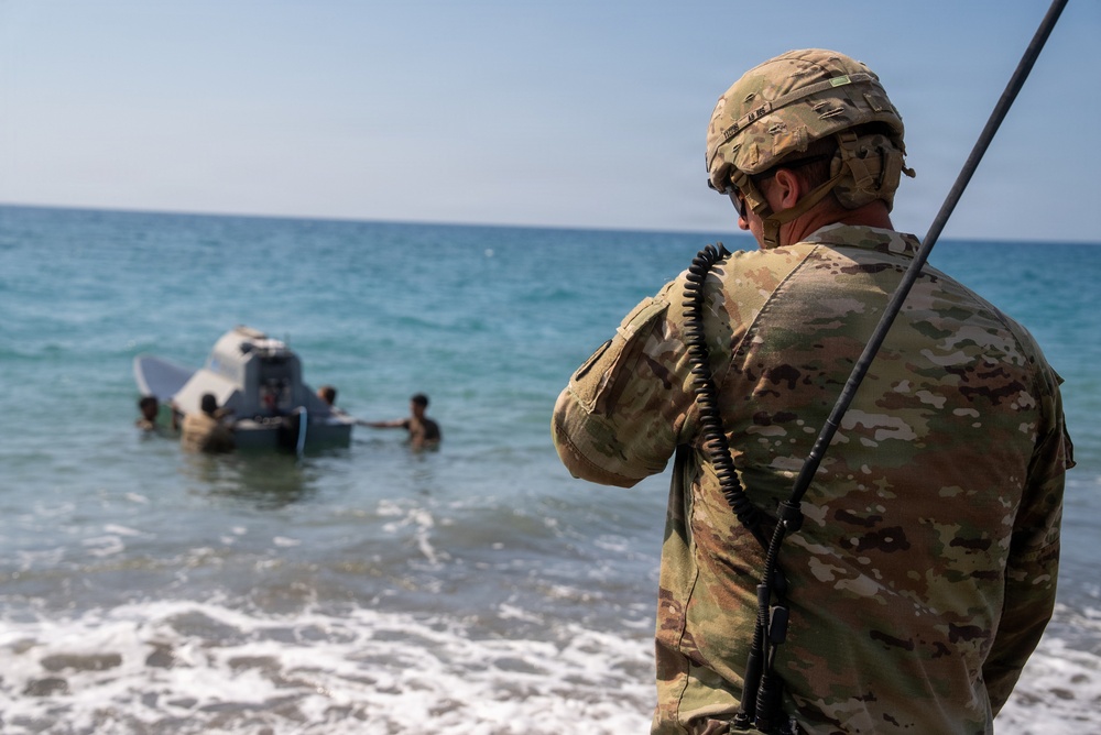 U.S. Soldiers prepare and launch an Unmanned Surface Vessel in the Philippines