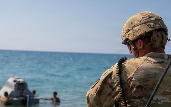 U.S. Soldiers prepare and launch an Unmanned Surface Vessel in the Philippines