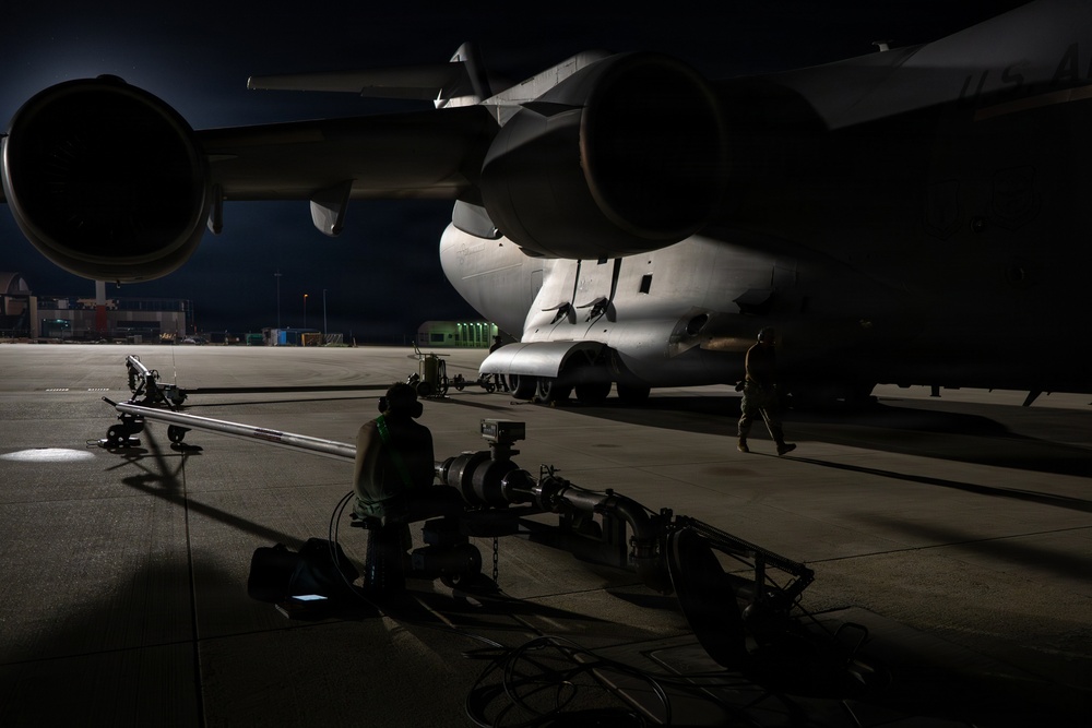 C-17 Globemaster III performs cargo operations within the CENTCOM AOR