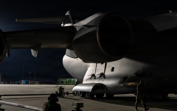C-17 Globemaster III performs cargo operations within the CENTCOM AOR