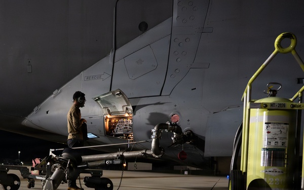 C-17 Globemaster III performs cargo operations within the CENTCOM AOR