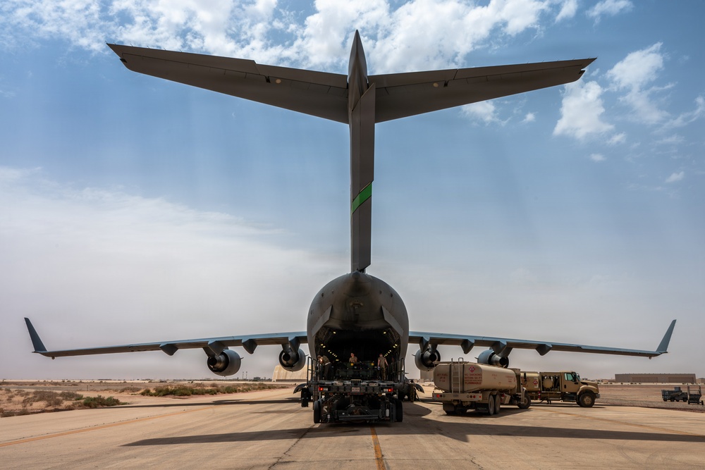 C-17 Globemaster III performs cargo operations within the CENTCOM AOR
