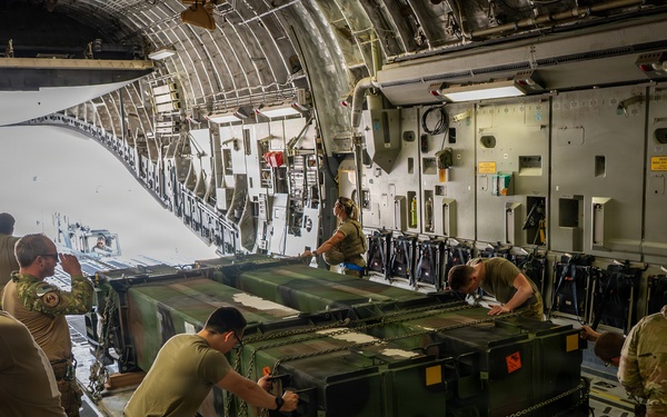 C-17 Globemaster III performs cargo operations within the CENTCOM AOR