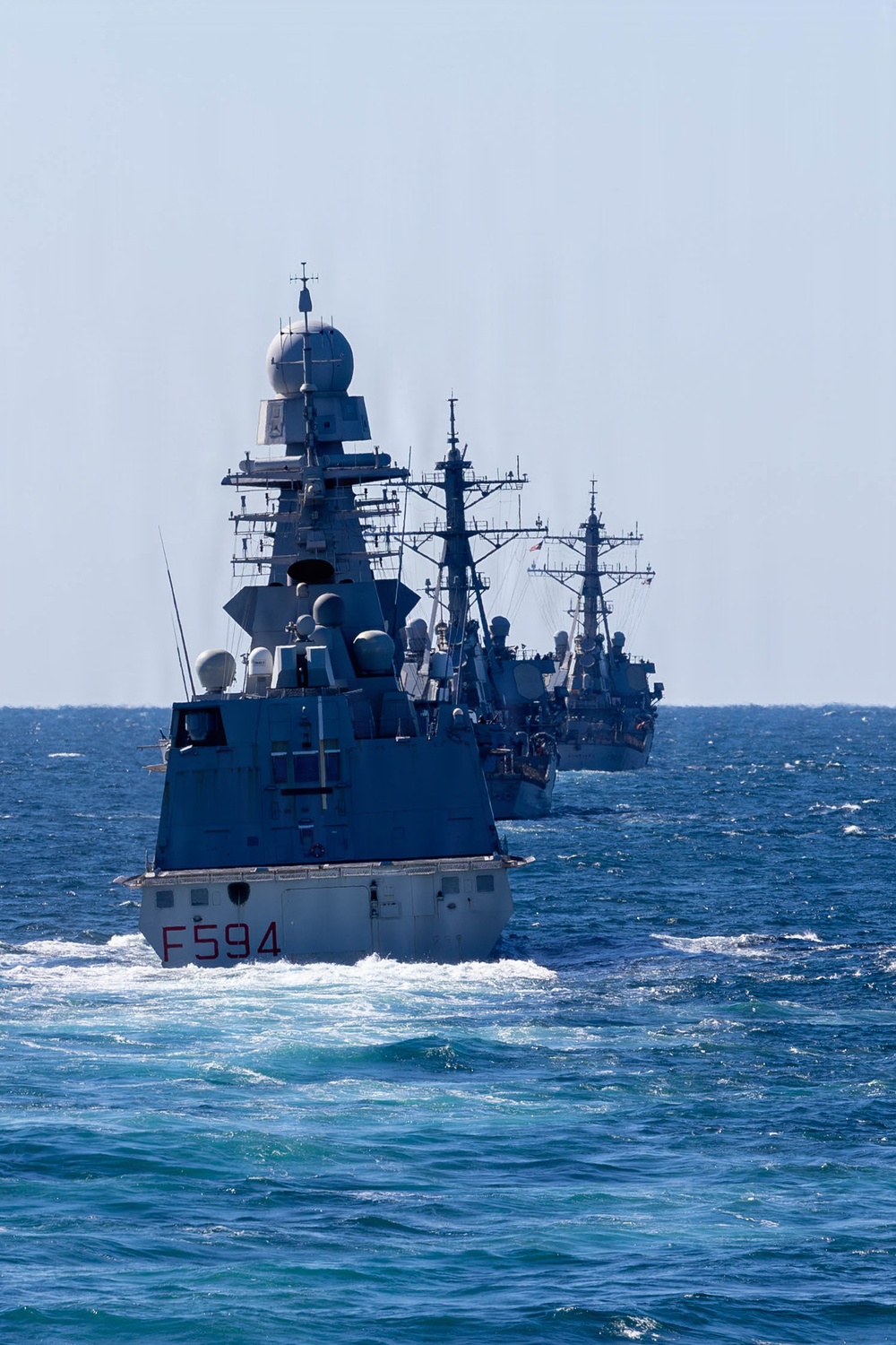 U.S. Navy warships transit in the Atlantic Ocean during Composite Training Unit Exercise (COMPTUEX)