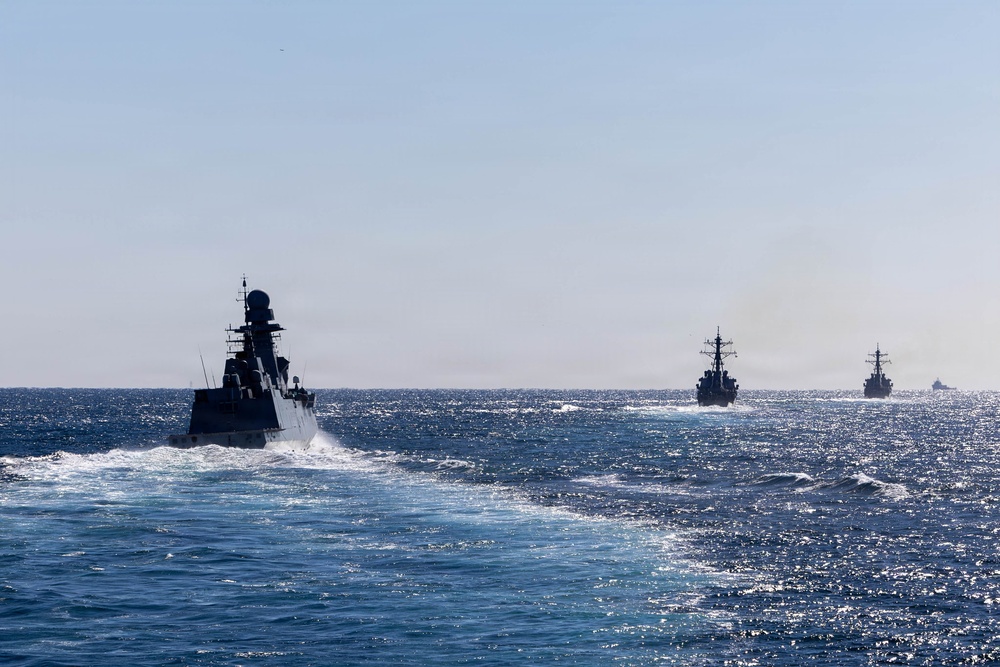 U.S. Navy warships transit in the Atlantic Ocean during Composite Training Unit Exercise (COMPTUEX)