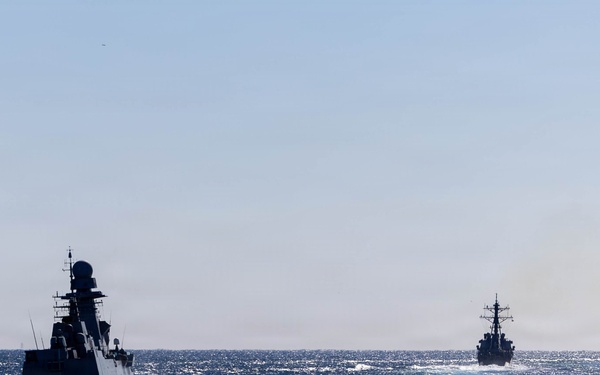 U.S. Navy warships transit in the Atlantic Ocean during Composite Training Unit Exercise (COMPTUEX)