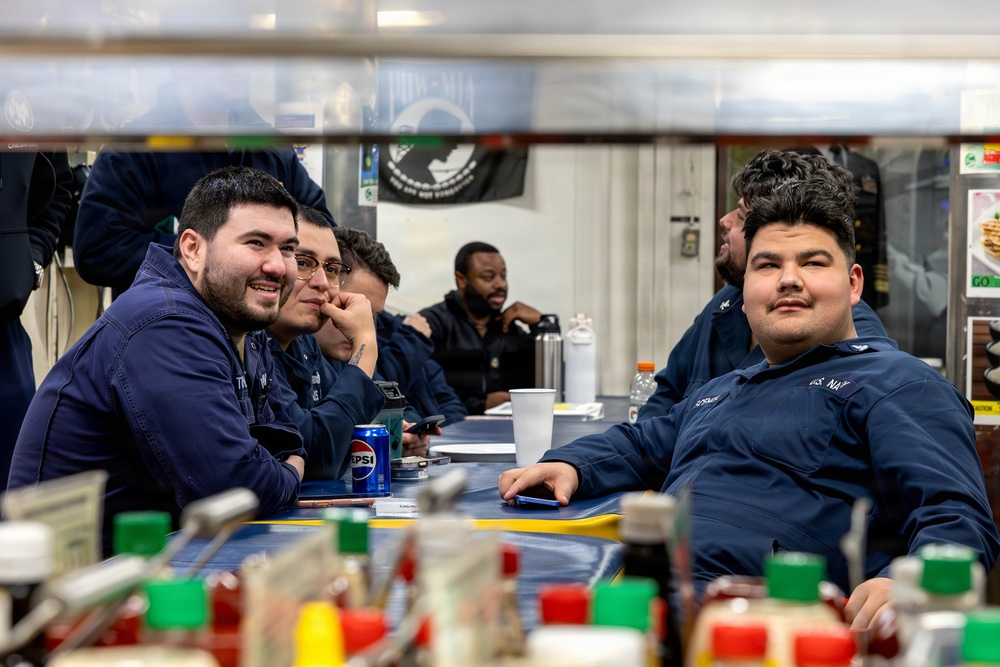 Sailors on Deployment Watch the Superbowl