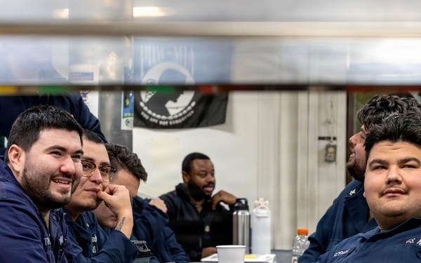 Sailors on Deployment Watch the Superbowl