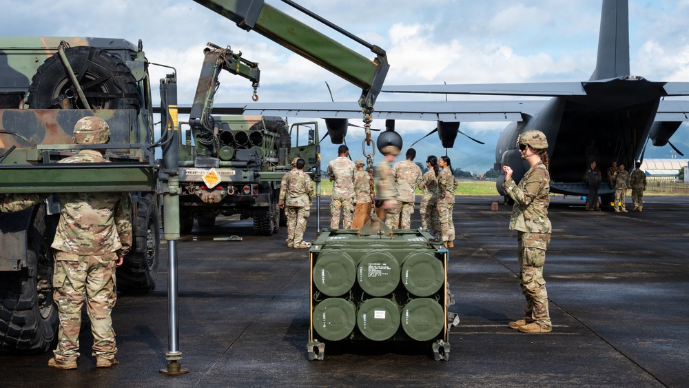 Balikatan 2026: 317th AW, USARPAC airlift HIMARS missile pod to Palawan, Philippines