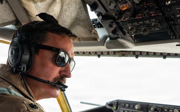KC-135 Stratotanker performs aerial refueling operations in the U.S. Central Command area of responsibility