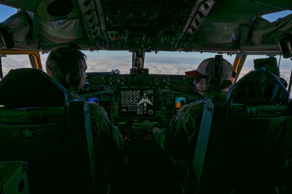KC-135 Stratotanker performs aerial refueling operations in the U.S. Central Command area of responsibility