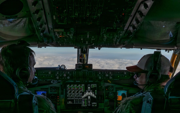 KC-135 Stratotanker performs aerial refueling operations in the U.S. Central Command area of responsibility