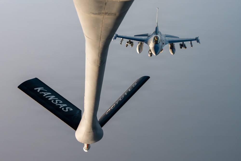 KC-135 Stratotanker performs aerial refueling operations in the U.S. Central Command area of responsibility