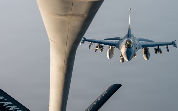 KC-135 Stratotanker performs aerial refueling operations in the U.S. Central Command area of responsibility