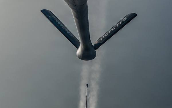 KC-135 Stratotanker performs aerial refueling operations in the U.S. Central Command area of responsibility