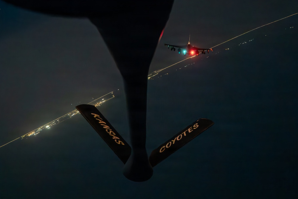 KC-135 Stratotanker performs aerial refueling operations in the U.S. Central Command area of responsibility