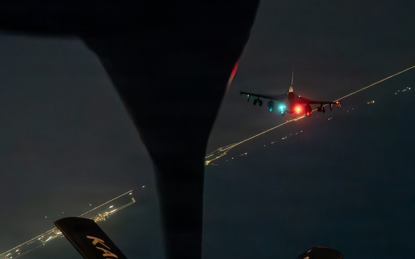KC-135 Stratotanker performs aerial refueling operations in the U.S. Central Command area of responsibility