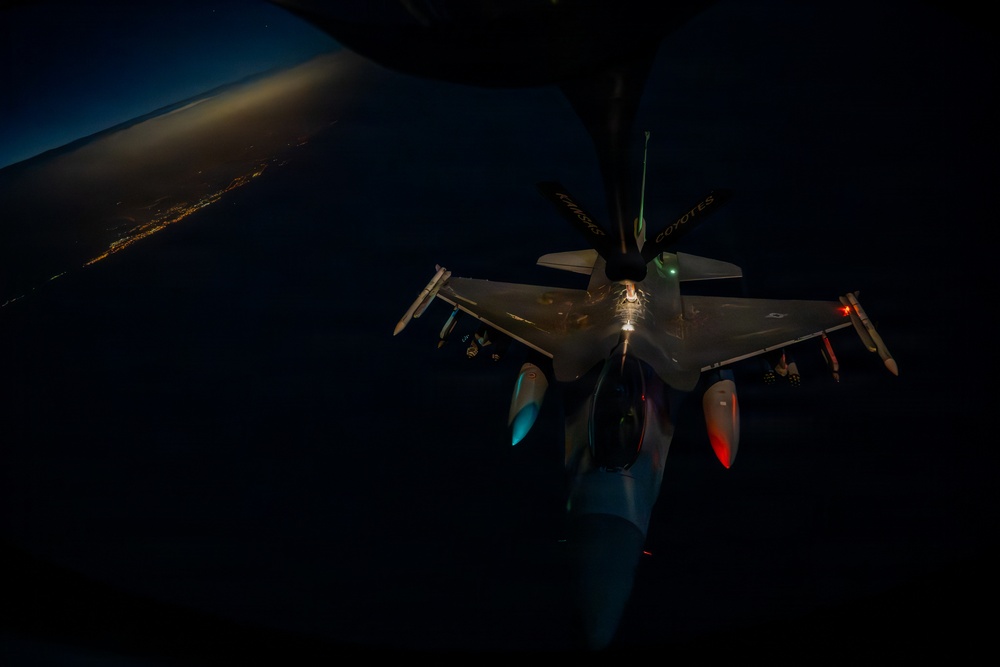 KC-135 Stratotanker performs aerial refueling operations in the U.S. Central Command area of responsibility