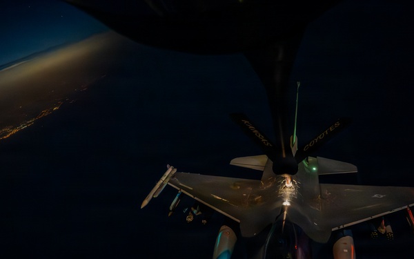 KC-135 Stratotanker performs aerial refueling operations in the U.S. Central Command area of responsibility