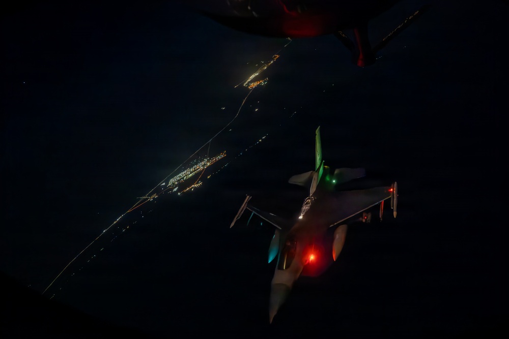 KC-135 Stratotanker performs aerial refueling operations in the U.S. Central Command area of responsibility