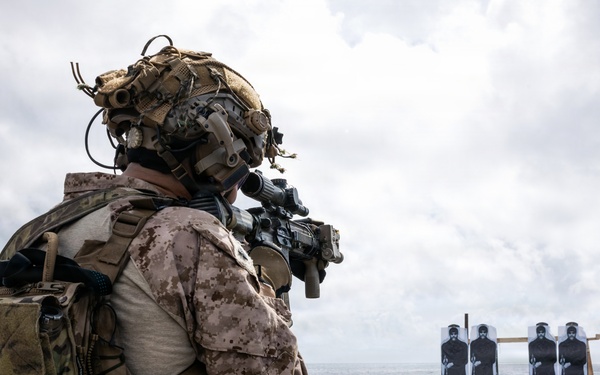 11th MEU Marines, Sailors Conduct Marksmanship Training aboard USS Portland